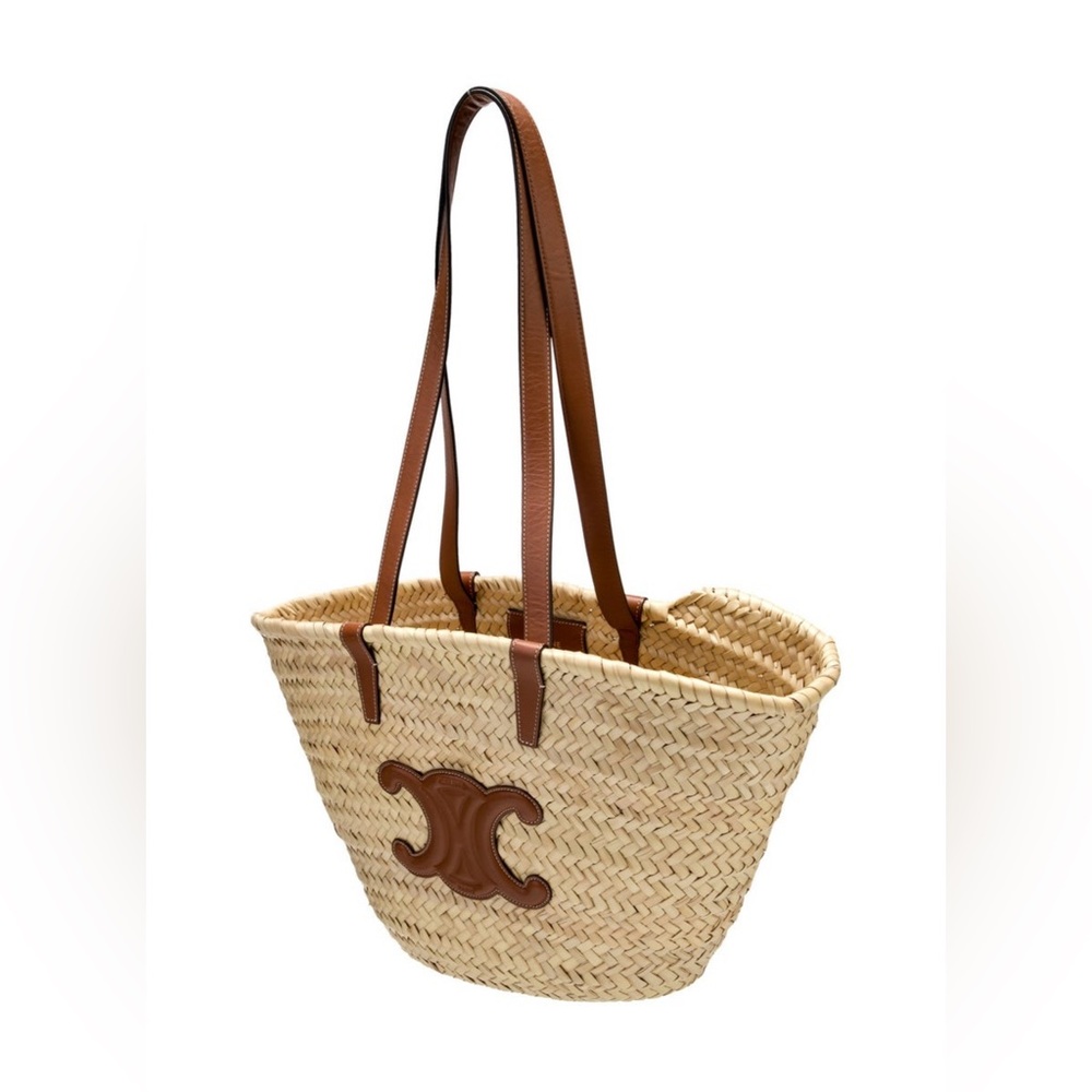 MEDIUM CELINE CLASSIC PANIER IN PALM LEAVES AND CALFSKIN - Picture 2 of 5
